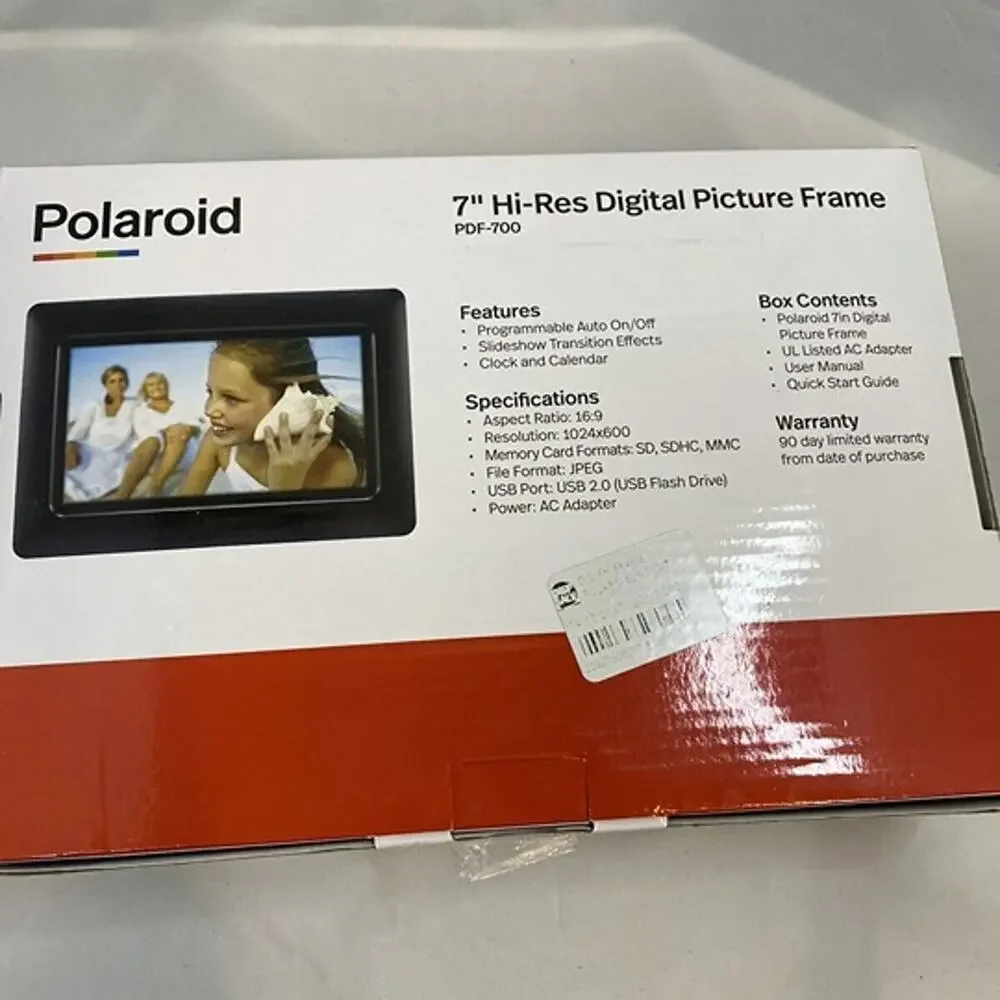 Polaroid 7” Hi-Res Digital Picture Frame PDF-700 | Auto On/Off | LED Display